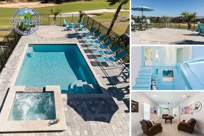 Image de Splash Pad, pont prolongé, lits superposés à usage spécifique, salle de jeux, villa de luxe de 5 chambres