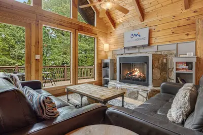 Image de Red Wolf - Belle cabane, cour clôturée pour chiots, bain à remous, salle de jeux, comprend Biltmore et plus encore!