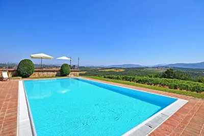 Bel appartement avec piscine, Wifi, Tv, vue panoramique, parking, près de Greve In Chianti