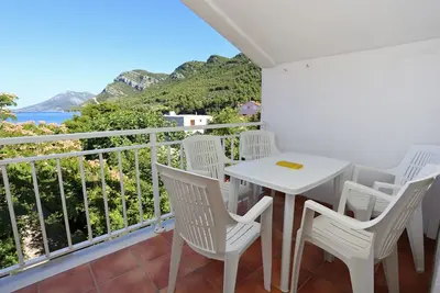 Image de Appartement d'une chambre avec la terrasse et la vue sur le mer Zuljana, Peljesac (A-4576-a)