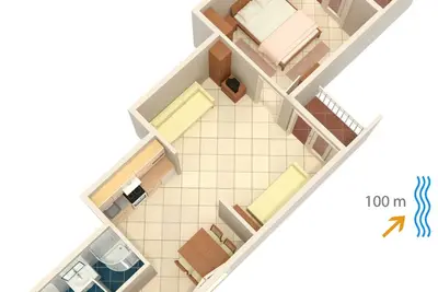 Image de Appartement d'une chambre avec la terrasse et la vue sur le mer Podgora, Makarska (A-2593-b)