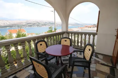 Image de Appartement de deux chambres avec la terrasse et la vue sur le mer Pag (A-6535-a)