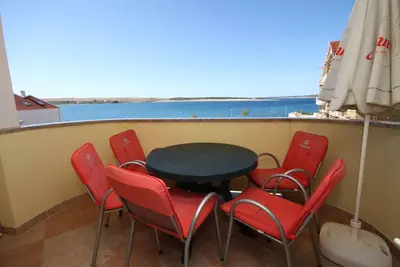 Image de Appartement d'une chambre avec la terrasse et la vue sur le mer Povljana, Pag (A-3316-c)