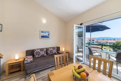 Image de Garçonnière avec le balcon et la vue sur le mer Drvenik Donja vala, Makarska (As-9654-a)