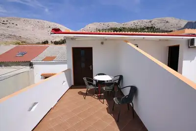 Image de Appartement d'une chambre avec la terrasse et la vue sur le mer Metajna, Pag (A-6421-d)