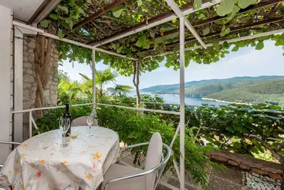 Appartement d'une chambre avec la terrasse et la vue sur le mer Rabac, Labin (A-12107-d)