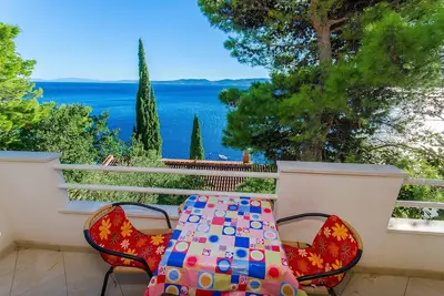Appartement d'une chambre avec le balcon et la vue sur le mer Pisak, Omis (A-2802-c)
