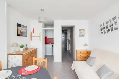 Studio cabine pour 5 à La Mongie, pied des pistes, balcon, lave-linge
