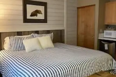Chambre de style hôtel de luxe avec un lit queen