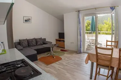 Image de Appartement d'une chambre avec la terrasse et la vue sur le mer Grebastica, Sibenik (A-965-b)
