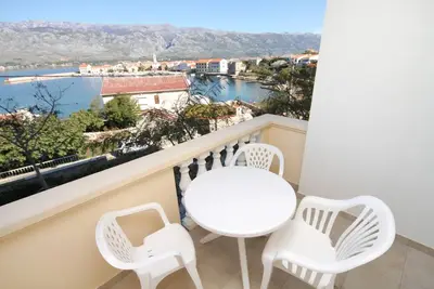 Image de Garçonnière avec la terrasse et la vue sur le mer Vinjerac, Zadar (As-3248-f)
