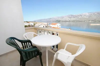 Image de Garçonnière avec la terrasse et la vue sur le mer Vinjerac, Zadar (As-3248-j)