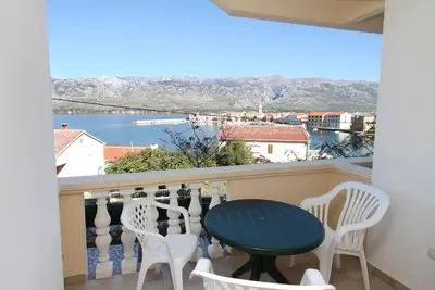 Image de Garçonnière avec la terrasse et la vue sur le mer Vinjerac, Zadar (As-3248-e)