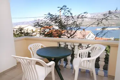 Image de Garçonnière avec la terrasse et la vue sur le mer Vinjerac, Zadar (As-3248-d)
