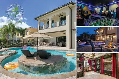 Image de 9 lits, 9 salles de bain, piscine et spa et rivière paresseuse, 2 salles de jeux, et plus