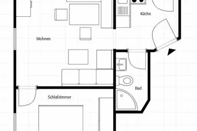 Image de Ferienwohnung \"Talblick\" (53qm), Balkon, Kochnische, 1 Schlaf- und 1 Wohn-/Schlafzimmer, Wlan, max 3 Personen