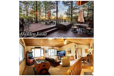 Image de Visite CACHÉE: Vues à distance du pont surdimensionné privé niché dans des pins frais.