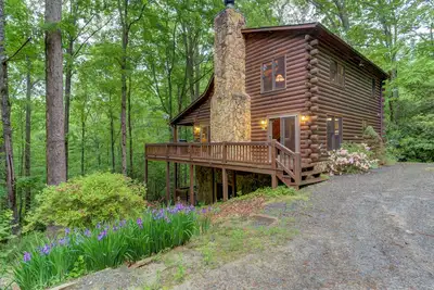 Image de Retraite de famille Creekside w / bain à remous privé, table de billard, et vues bordées d'arbres