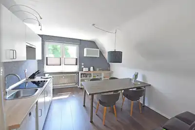 Image de Ferinewohnung avec Vue sur le Château dans la capitale Schleiden du parc national de l'Eifel.