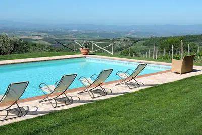 Image de Ancient farm situated in the heart of the Chianti Classico Senese, Pool and View