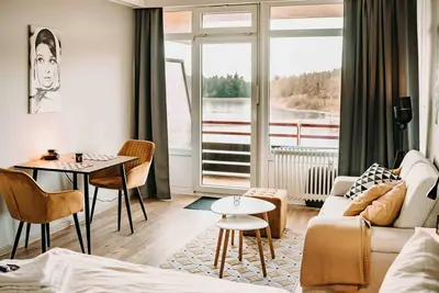 Image de App Confort, Balcon, Kitchenette, Piscine, Sauna, Bain de Vapeur, WiFi, Couples, Famille!