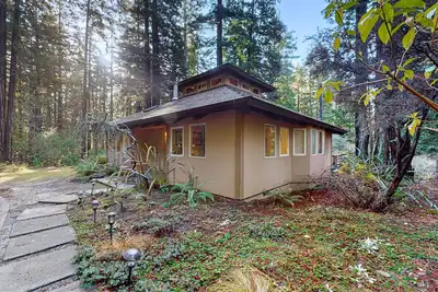 Image de Nouvelle Liste! Woodland Home w / spa, terrasse, olivier, près de la plage-1 chien Ok