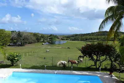 Image de Bungalow bois prés de Rivière-Salée avec vue sur mer Caraïbes et campagne