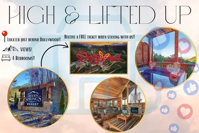 Image de High & Lifted Up ~, 1 mile à Dollywood, piscine chauffée intérieure, bain à remous, table de billard, WiFi