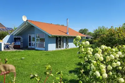 Image de lumineuse maison en bois danoise avec vue dégagée sur la nature, les animaux domestiques
