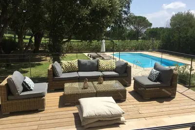 Image de Belle villa rénovée sur Golf Beauvallon, avec piscine privée-chauffée - vue mer