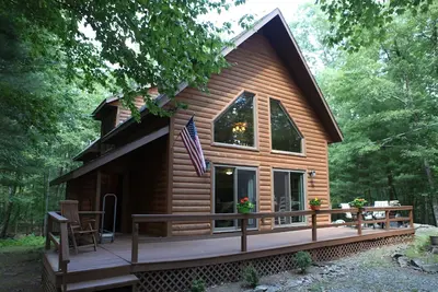 Image de Retraite moderne en chalet en bois rond de Masthope!