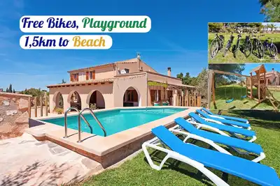 Image de Villa 1. 5 km from Es Trenc beach. Swimming pool. Bicycles. Playground.