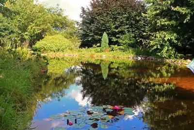Image de maison de vacances avec une piscine privée et d'un sauna dans une idylle rurale