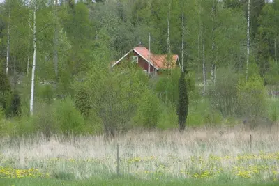 Image de Cabine avec bateau au lac Asnen. Fibre Internet, Animaux admis