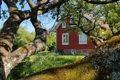 Image de ferme élégante avec un grand jardin et une grande grange de jeux près de la mer Baltique