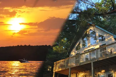 Image de Coucher de soleil sur la vue Wallenpaupack Lakefront Chalet W Dock / Ac - Great Sunsets / Private