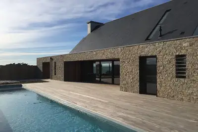 Image de St-Malo/Cancale, maison neuve avec pisc. chauff. , Hammam & Jacuzzi, 100% vue mer