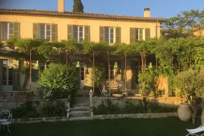 Image de Lourmarin facing the castle, old bastide, garden and pool