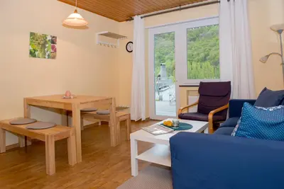 Image de Grande terrasse ensoleillée avec vue sur la Moselle