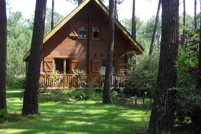Image de Maison en bois au calme dans une pinède – du repos en pleine nature