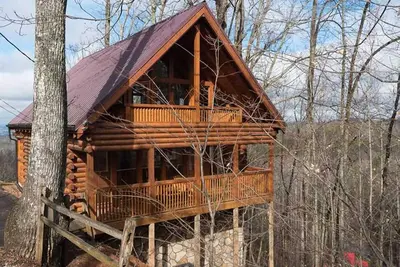 Image de Ours dans les arbres dans Pigeon Forge #unforgettable 1br w / Gameroom, bain de coeur et plus!