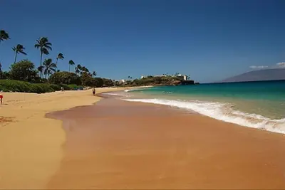 Image de Spacieux 1 Br, 1 Ba Condo Sur La Meilleure Plage De Maui. cuisine et salon.