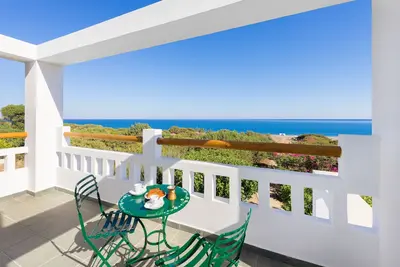 Image de Akti Villa avec des citronniers beau, fleurs, jardin et accès à la plage privée