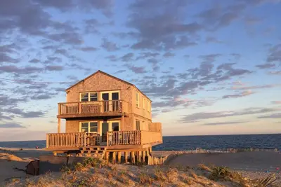 Image de Directement sur la plage de Smith Point. Sunsets, océan et de la baie, pêche, Dentelures