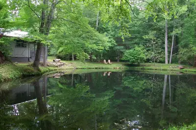 Image de Cabine propre et confortable sur le ruisseau Rushing avec étang de baignade privé