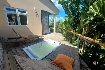 Image de Maison d'artiste avec balcon et bain Ă remous.