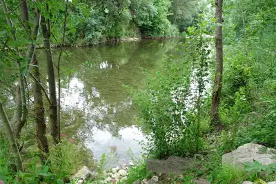Image de Grand jardin calme en bord de rivière au centre du village
