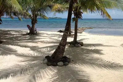 Image de Violet Jawfish Beach House sur blanc plage privée de sable en face de Amazing Reef!