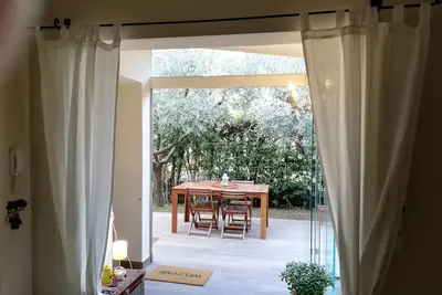 Une maison moderne avec un jardin confortable