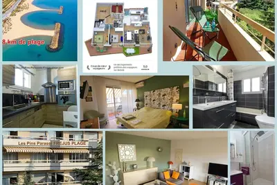 Image de 95 m²  3 ch. 6 pers. Calme, Wifi  à  4 mn RÉELLES à pied des plages  😍 😃